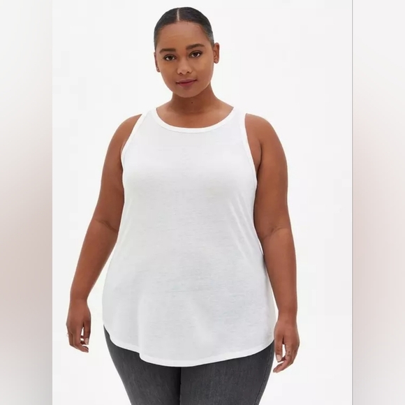 Torrid White Triblend Wide Neck Rib Trim Tank 2x NEW - Picture 3 of 9